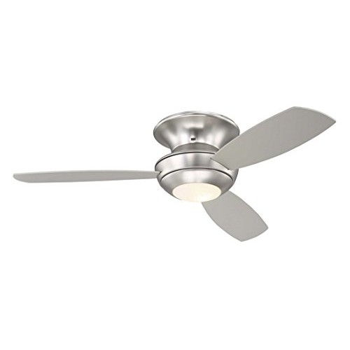 Trade Winds Lighting TW020316BN 52" Contemporary Flush Mounted Low Profile Hugger Indoor Ceiling Fan with Light Kit  with Silver Blades - B077S3MLR3